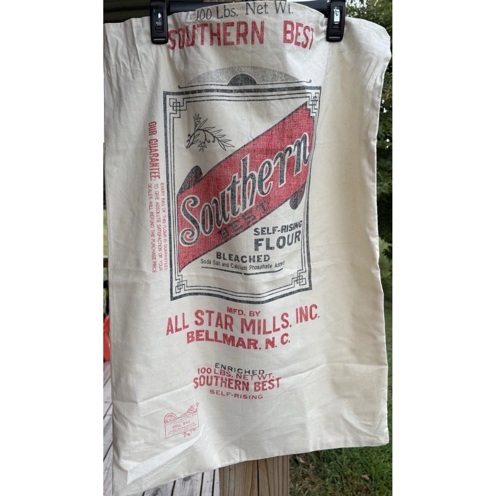 Vintage Southern Best Flour Sack 100 Lb All Star Mills Bellmar NC 21x31 Uncut